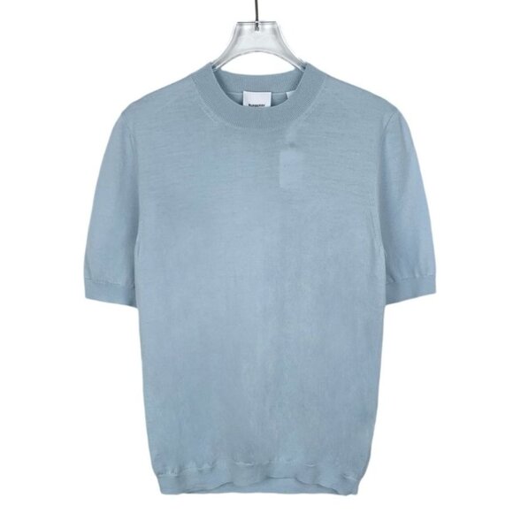 Burberry Light Blue Wool Round Neck Short Sleeve Knit Sweater M - Picture 1 of 7